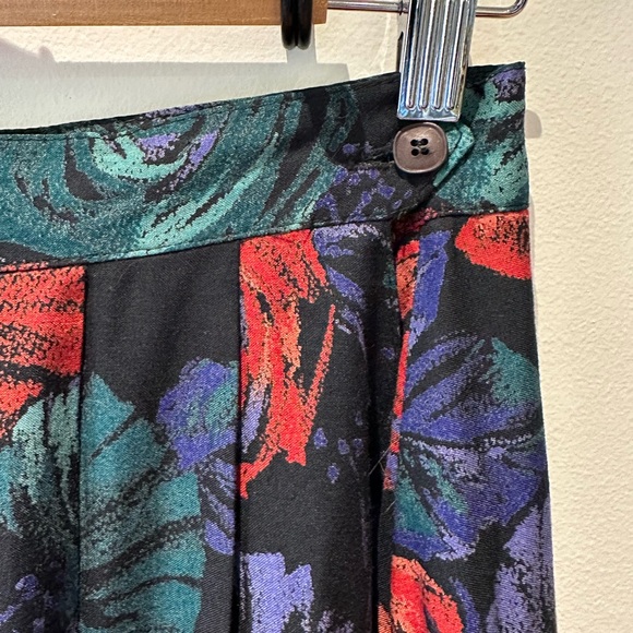 Vintage Floral A-Line Midi Skirt Union Tag Fully Lined Circle Skirt - Picture 2 of 7
